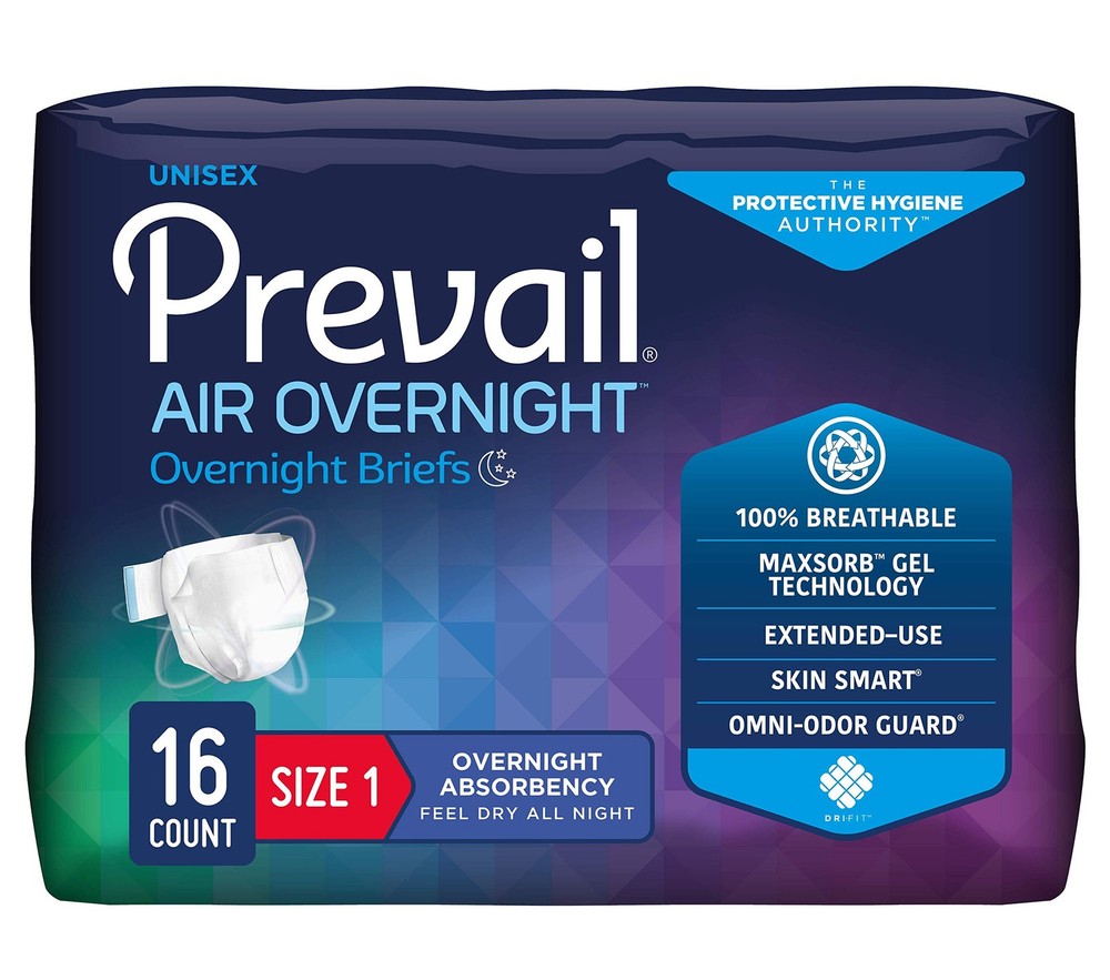 AIR Overnight Incontinence Briefs with Tabs - Unisex Adult Disposable Diaper ...