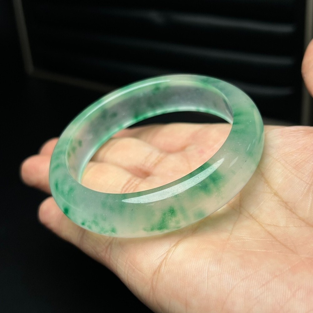 Certified Natural high Ice Burmese Green Jade jadeite bracelet bangle 57-58mm