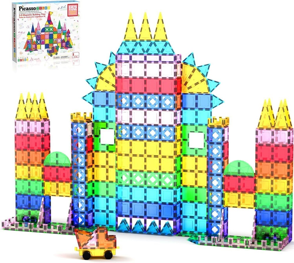 152PC Magnetic Tiles Mirror Theme Building Blocks Magnet Toys