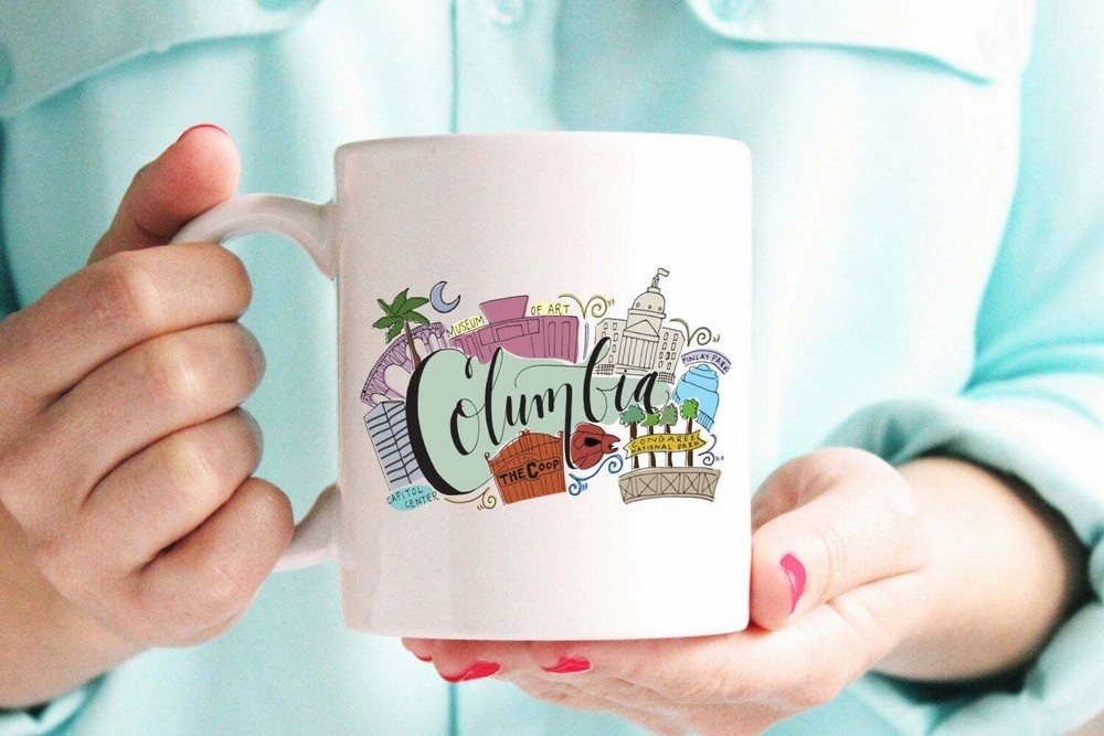 Columbia South Carolina Finlay Park Illustrated Ceramic Plastic Travel Mug Cup