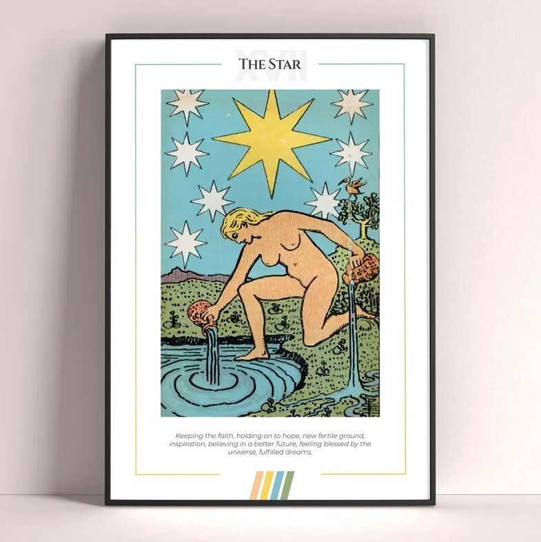 Star Tarot Card Art Print - Digital Download Tarot Poster