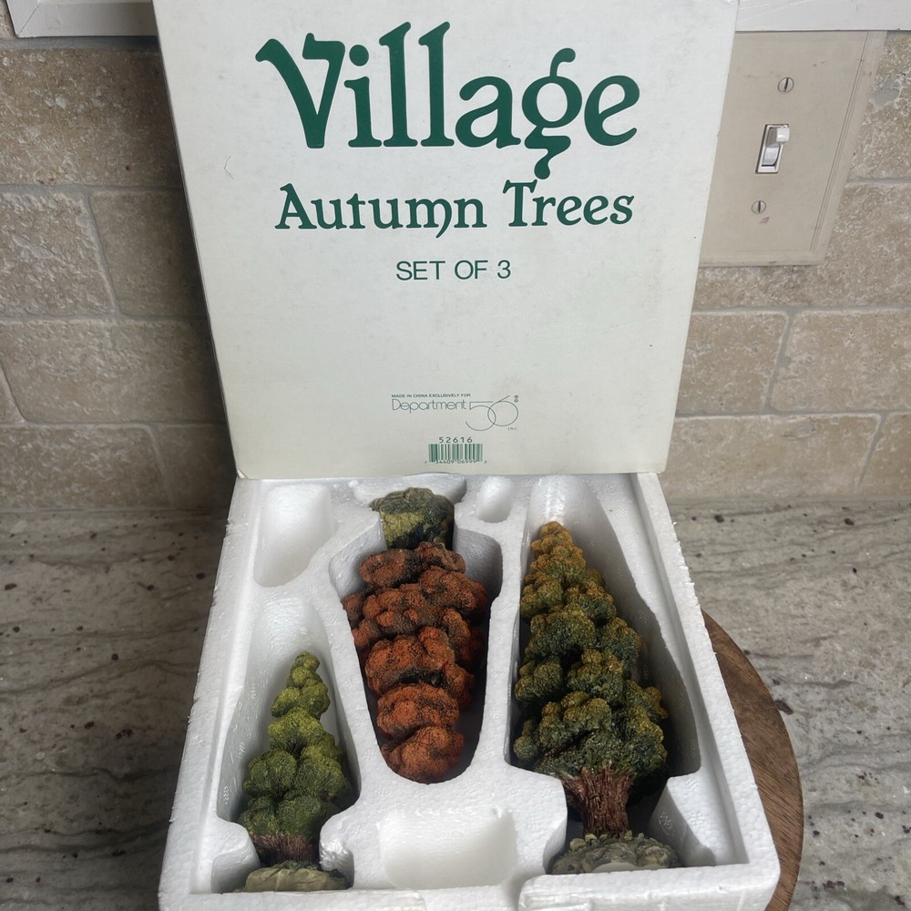 Vintage Department 56 Autumn Trees Set of 3 with Original Box #52616 for Holiday Village Display