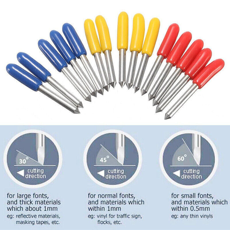Lots 15x 30/45/60 Degree Vinyl Cutter Blade For Roland Cricut Plotter w/ Holder