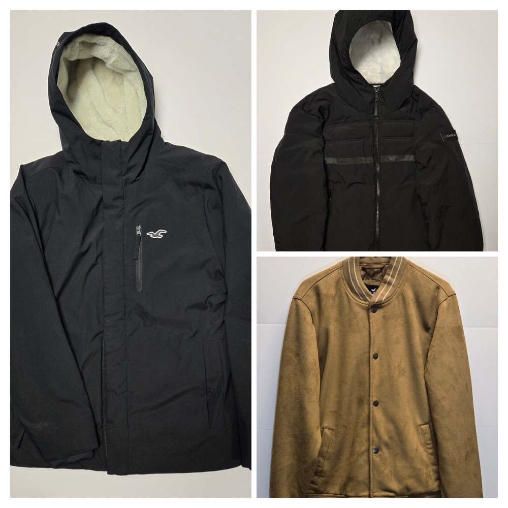 Calvin Klein and Hollister winter jackets. Size Large. 3 items in total.