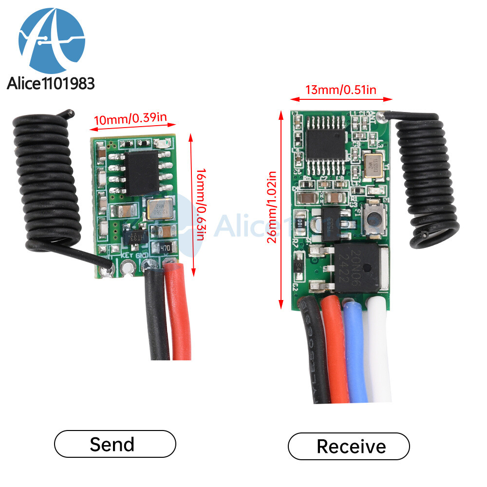 433MHz Long Range Wireless Remote Control Transmitter Receiver Module DC 3V-24V