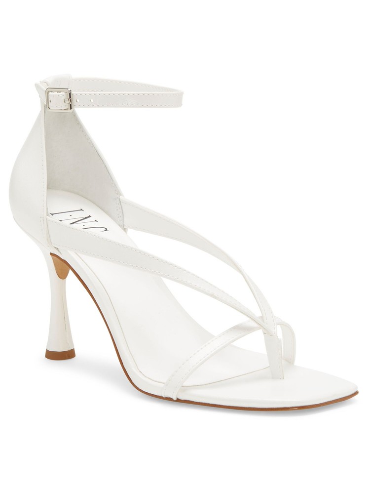 INC Women's White Strappy Padded Muna Buckle Sandals Size 9.5 M