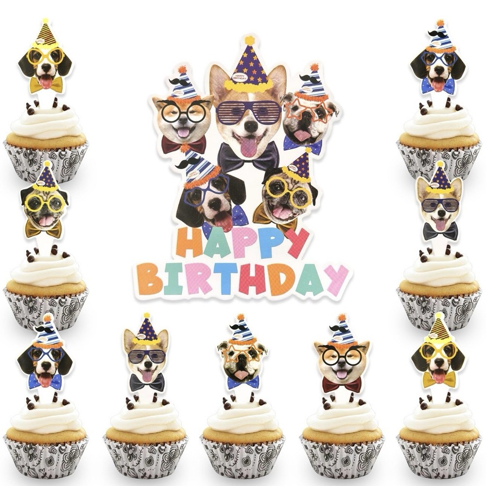 Dog Theme Birthday Decorations For Dog Party Cupcake Picks With Cake Topper