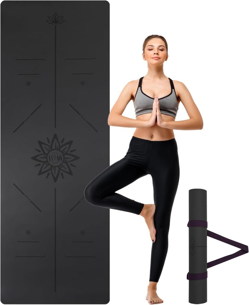 Non-Slip Yoga Mat with Carrying Strap for Home Workouts and Pilates