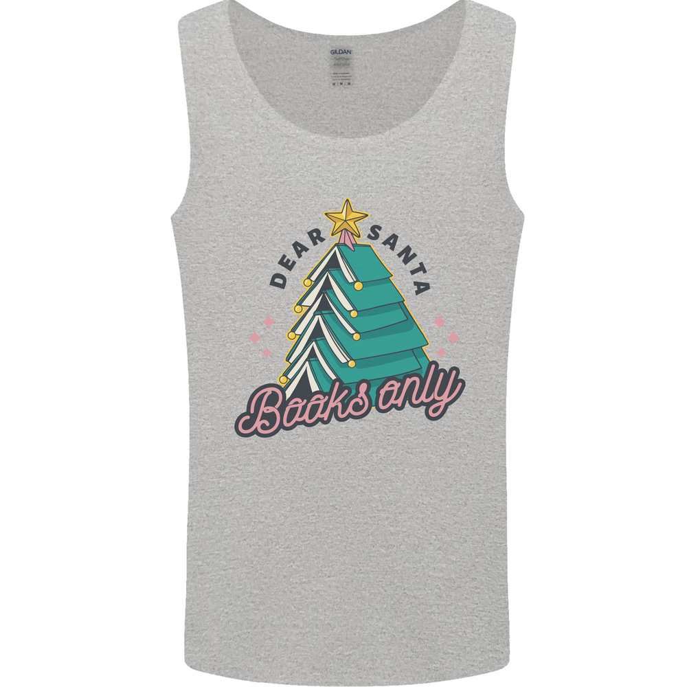 Books Only Christmas Tree Funny Bookworm Mens Vest Tank Top
