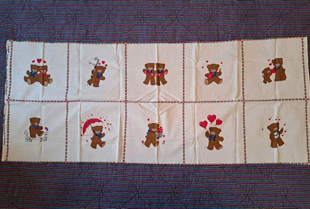 Vintage Luv Bears Picture Book Fabric Patches for Sewing and Crafts  