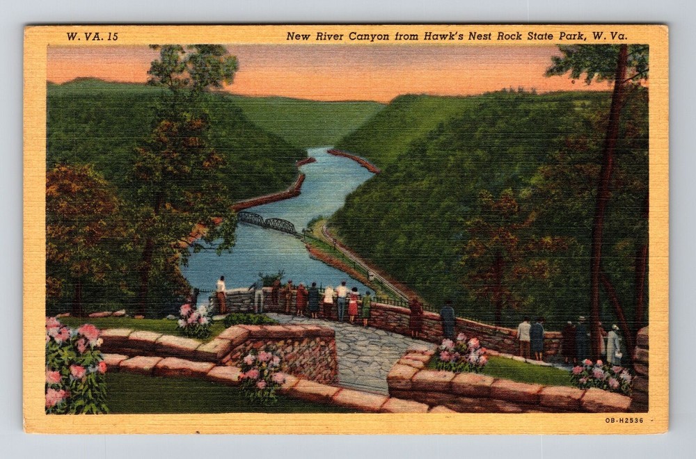 Hawk's Nest Rock State Park WV-West Virginia New River Canyon Vintage Postcard