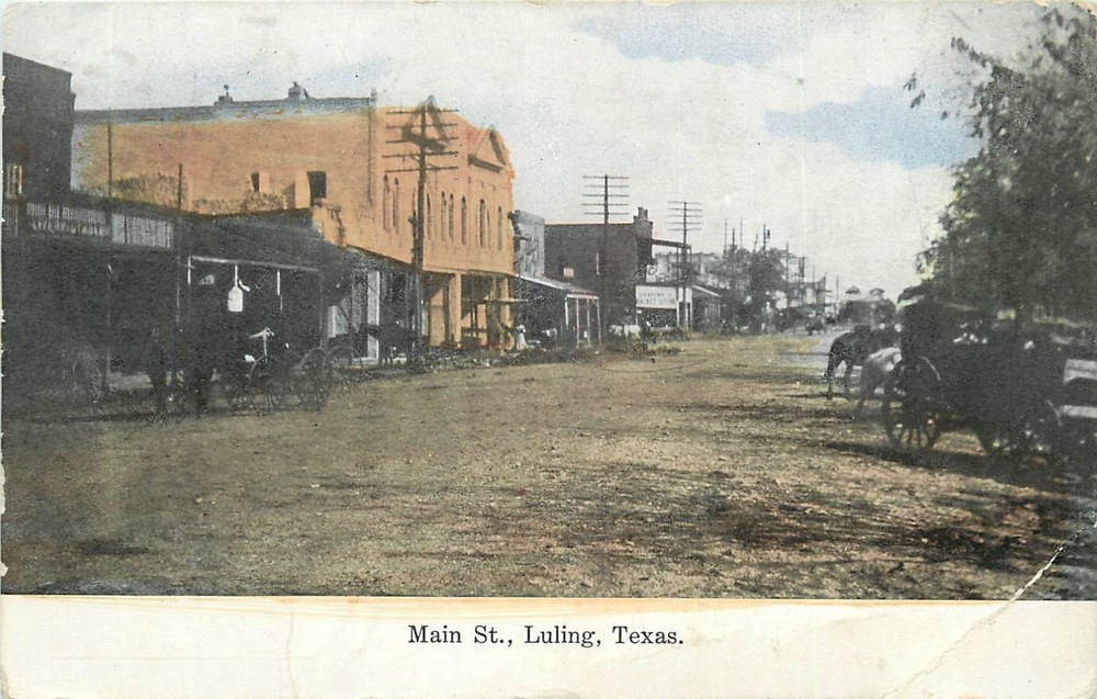 1909 Luling Texas Caldwell Main Street animals transportation Postcard 25-6032