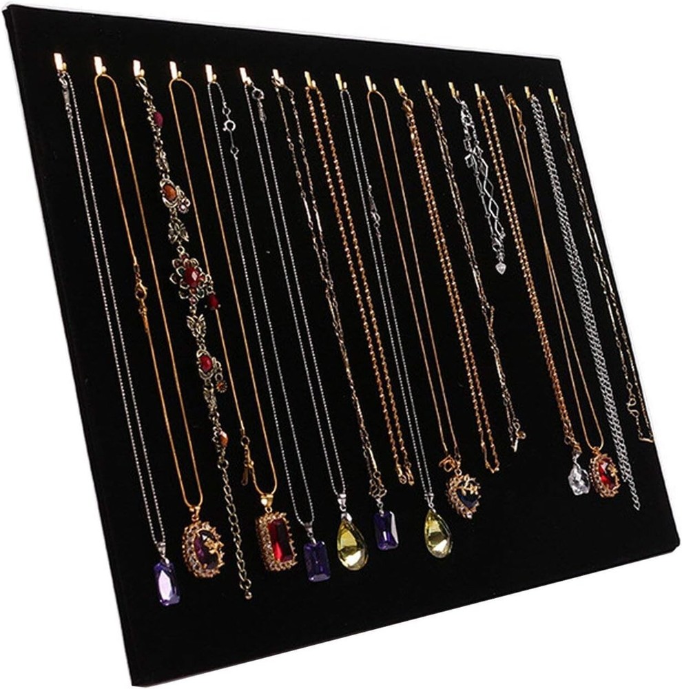 Necklace Display Tray with 17 Hooks for Jewelry Organization and Showcase
