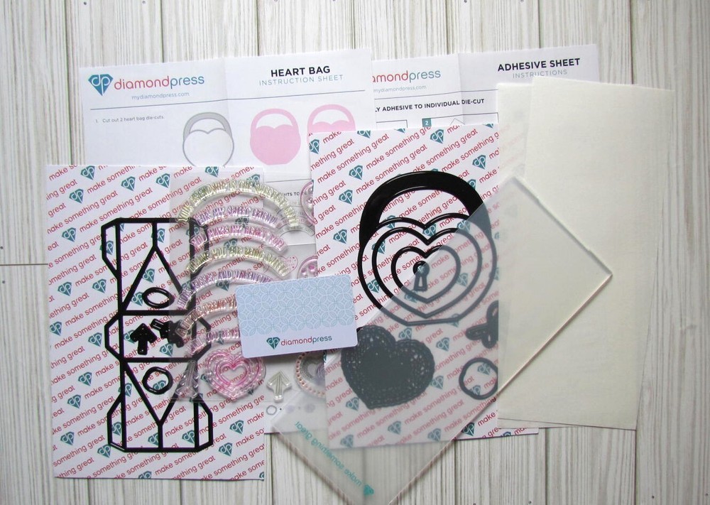 Diamond Press Heart Bag Stamp And Die Set.  Valentine's Day, Gift Bag