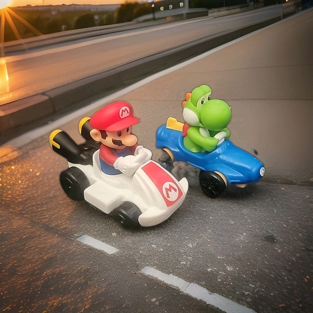 Mario Kart Deluxe McDonald’s Happy Meal Toys Mario-Yoshi 2024 Nintendo 2 Car Lot