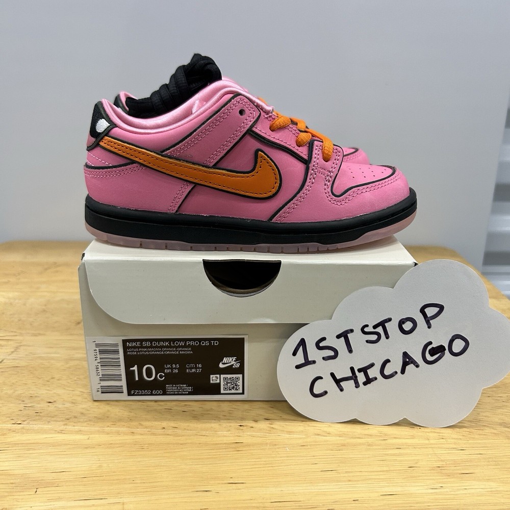 Nike SB Dunk Low Powerpuff Girls Blossom Pink Size 10C TD FZ3352-600 Toddler NEW