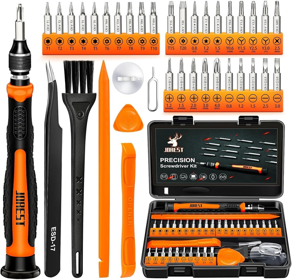 JOREST 38-Piece Precision Screwdriver Set with Torx T5 T6 Y00 Bits in Yellow Case