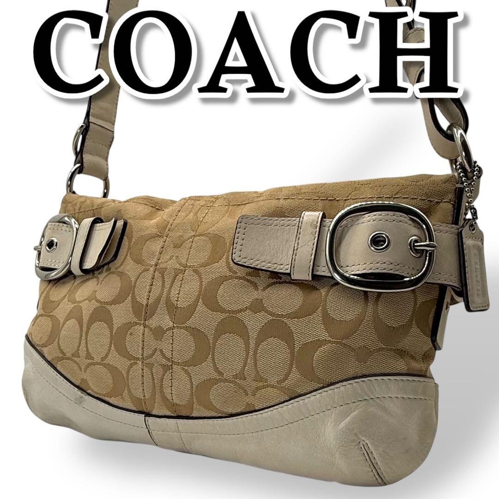 Coach Soho Canvas Leather Crossbody Bag in White - Authentic & Excellent Condition