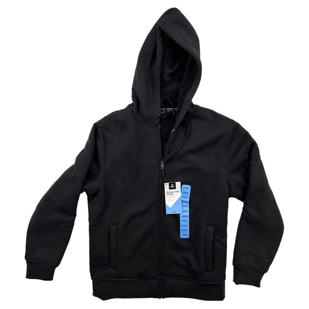 Members Mark Black Sherpa Lined Full Zip Casual Jacket Large  -image