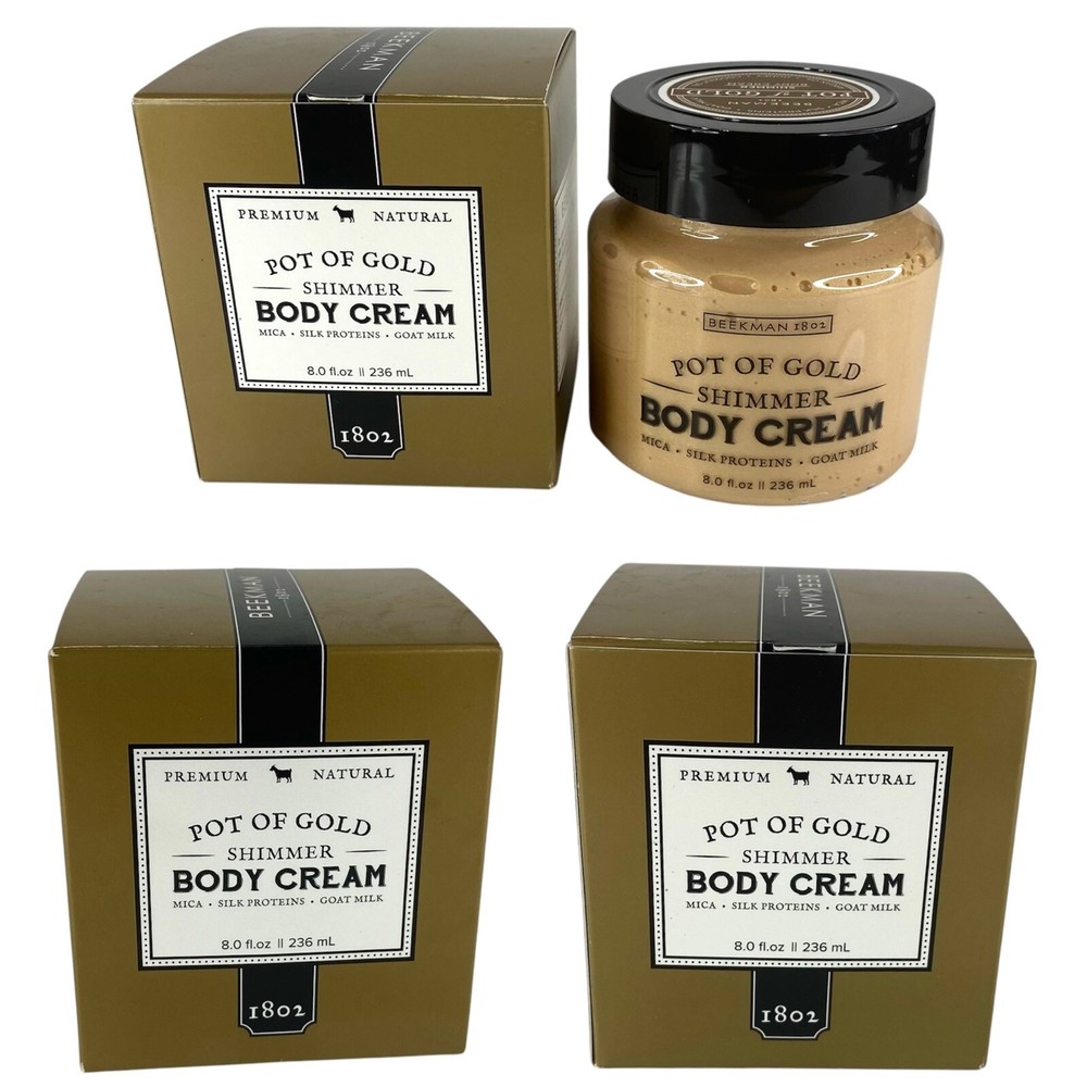 Beekman 1802 Pot of Gold Lot Shimmer Body Cream NEW 8 fl. oz. x3 NIB
