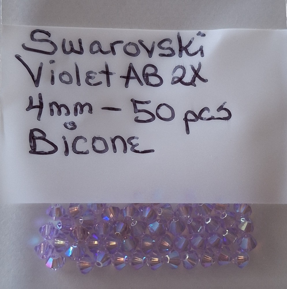 Swarovski Violet AB 4mm Bicone Crystals Lot of 50 New Sparkly