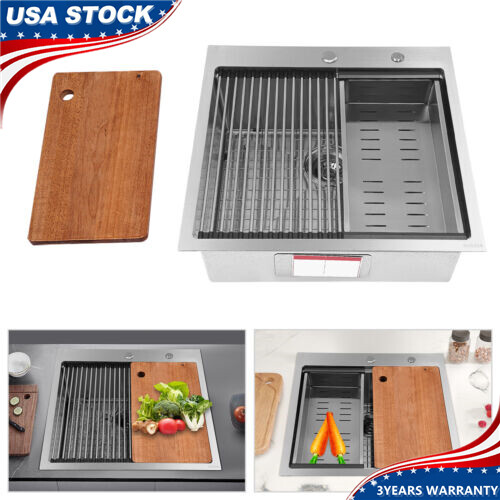 Stainless Steel Drop-in Kitchen Bar Sink 23x22 Inch Topmount