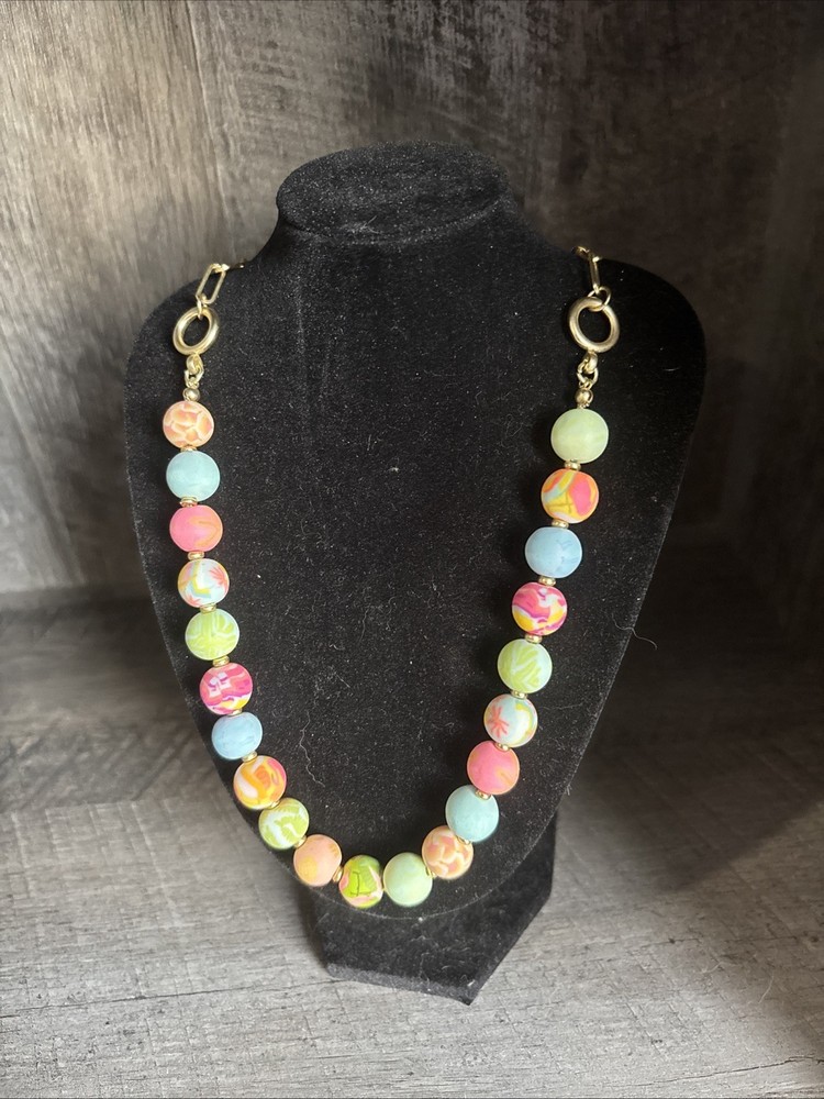 Handcrafted Jilzarah Palm Beach Clay Bead Necklace - Bright Colorful NWT