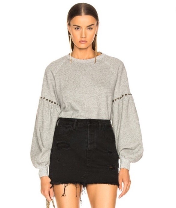 Great Bishop Puff Sleeve Studded Crewneck Sweatshirt in Women's Small