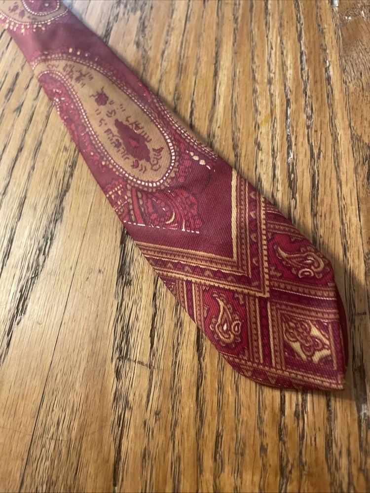 Vintage 50s 60s Acetate Skinny Tie VLV Necktie Satin Paisley Rockabilly