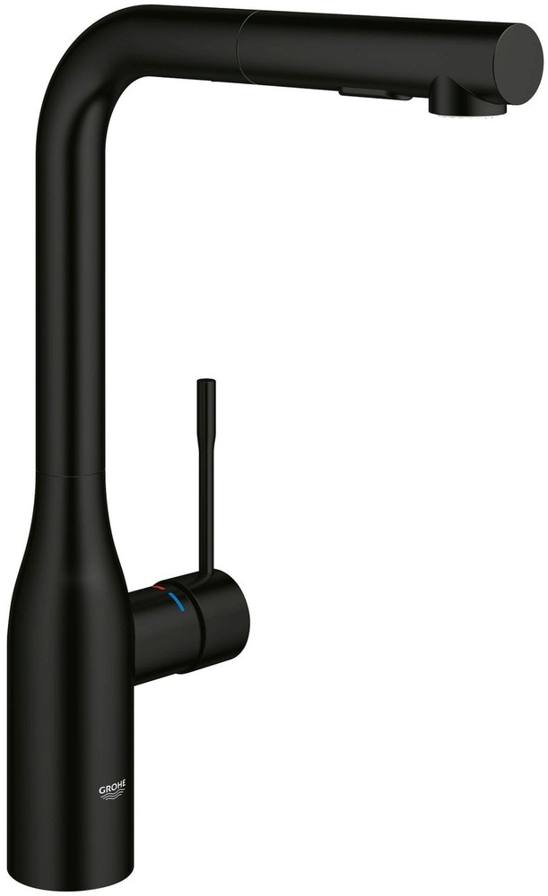 Grohe 30 271 Essence 1.75 GPM 1 Hole Pull Out Kitchen Faucet - Black