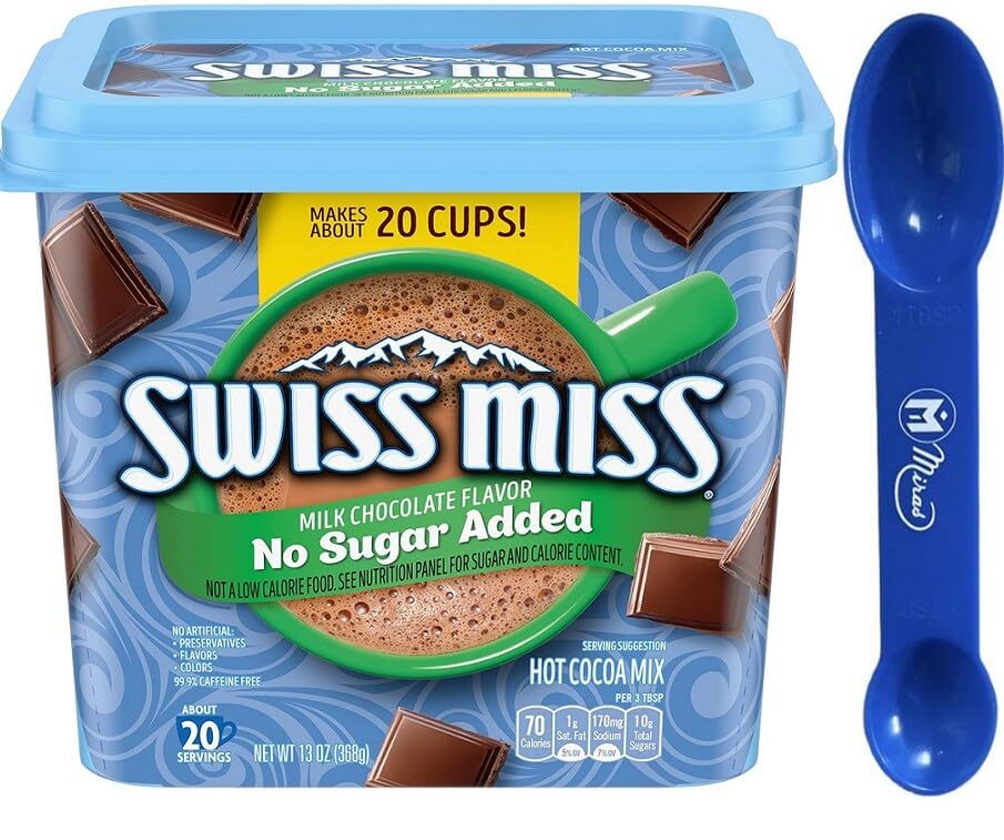 Pack of 1 Swiss-Miss Milk Chocolate Flavor No Sugar Added Hot Cocoa Mix Canis...