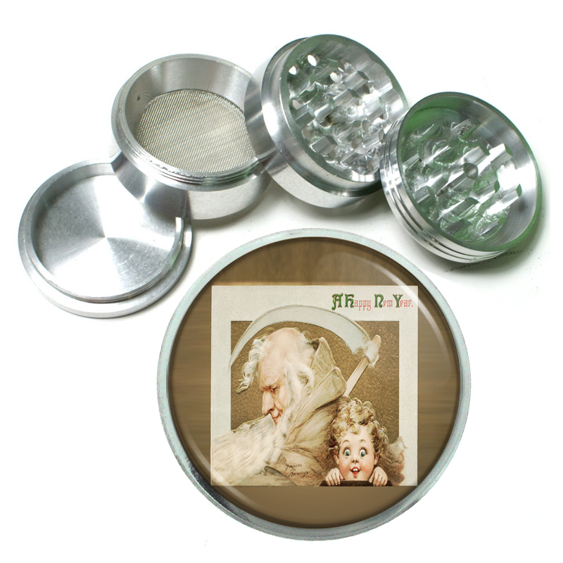 Vintage New Years Eve D1 Aluminum Herb Grinder 2.5