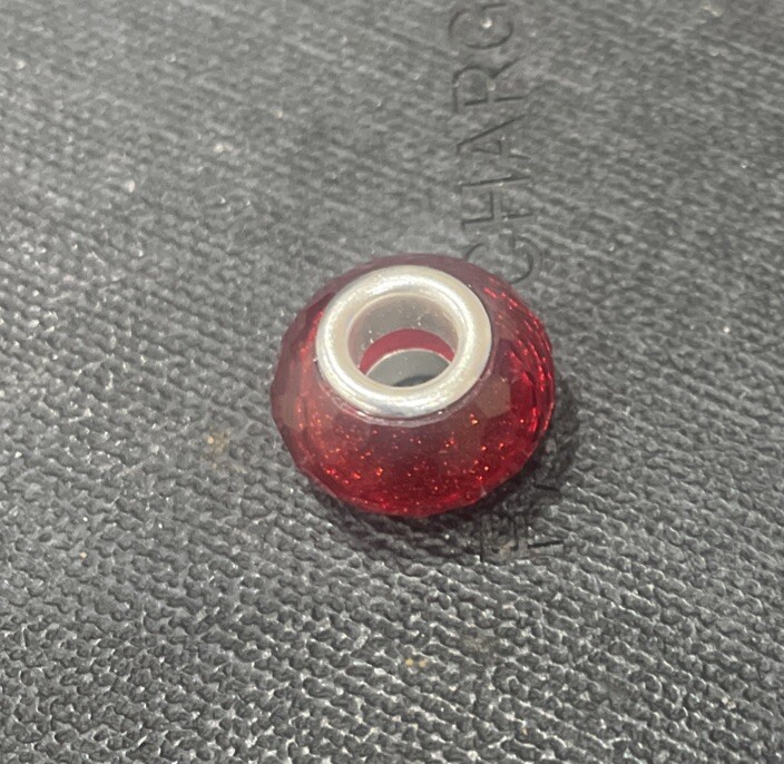Valentine Pandora-Style Red Sparkly Faceted Alloy Charm with Free P&P  