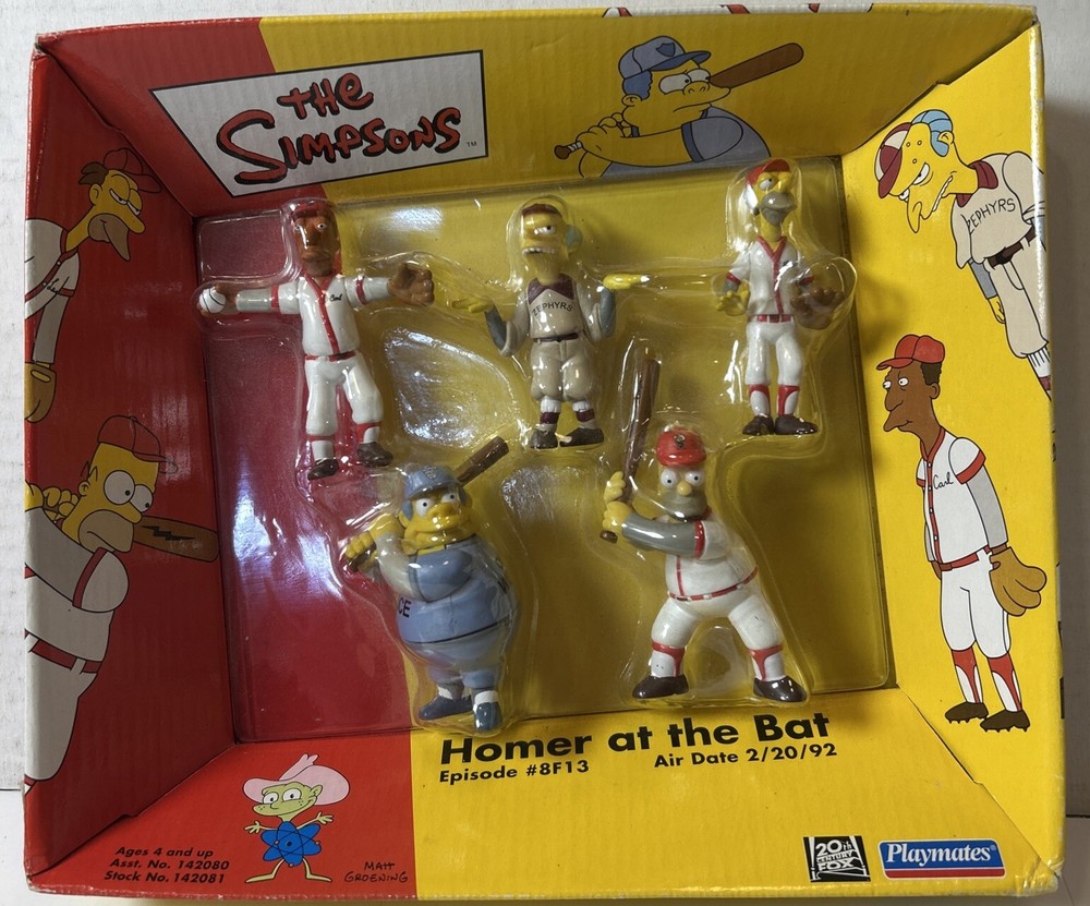 The Simpsons Playmates Figure 5 Pack Figures - Homer at the Bat Set 2002 Sealed