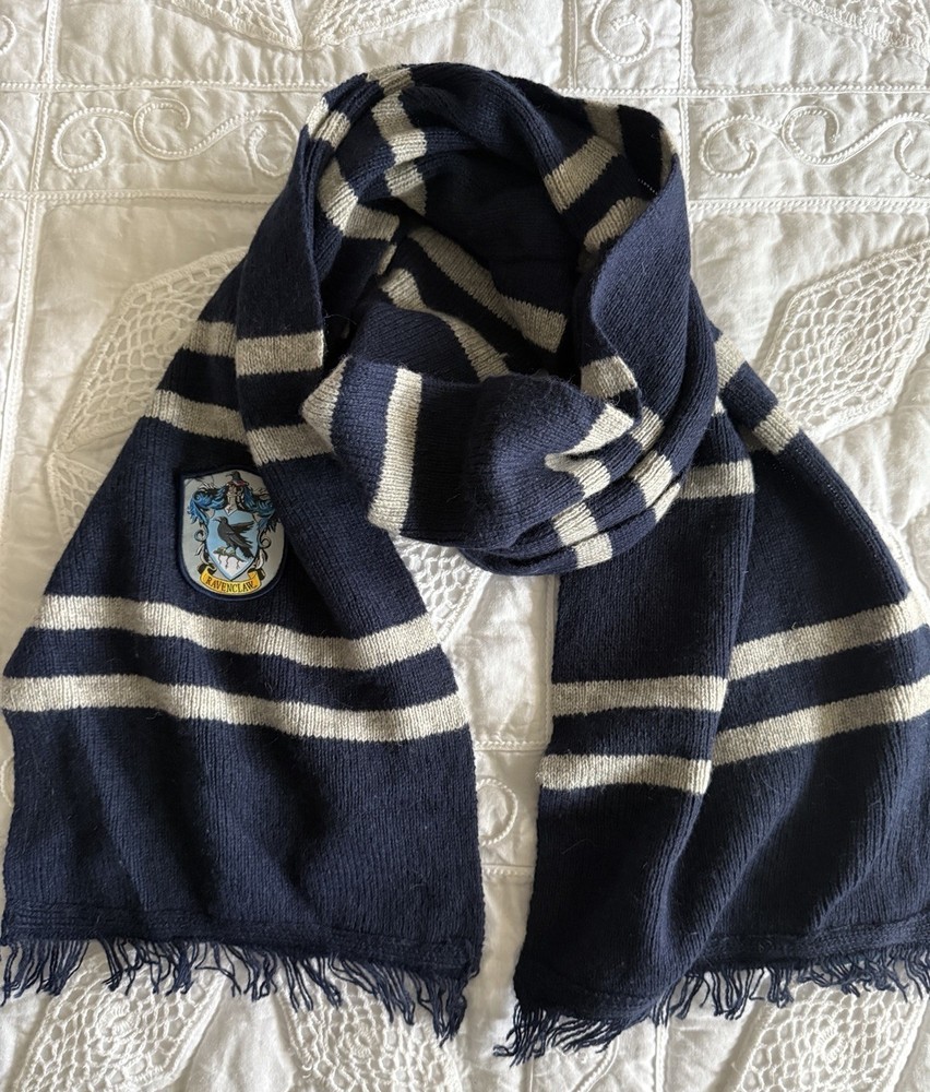 Harry Potter Ravenclaw House Scarf 100% Lambswool Navy & Grey Licensed