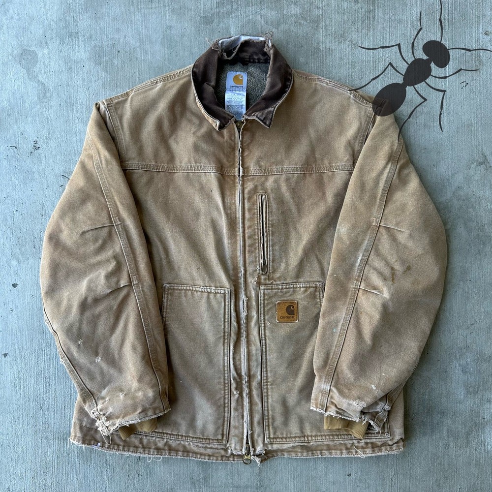 Vintage Y2K Brown Carhartt Chore Work Jacket Retro Style