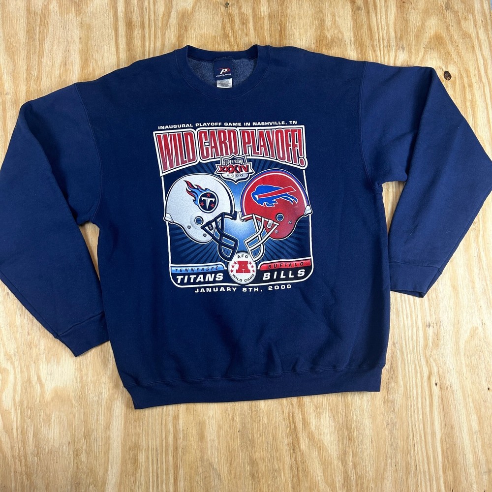 Vintage Wild Card Playoff XXXIV Titans VS Bill Pullover  Sweatshirt Size 2XL Y2K