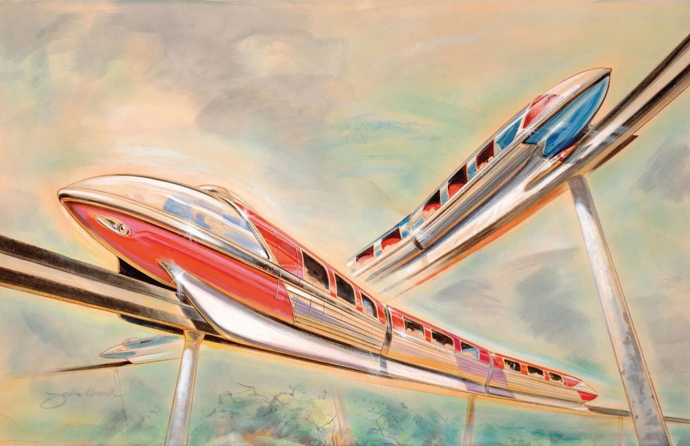 Disney Monorails Concept Sketch Art Print 13x19 Satin Finish Poster  