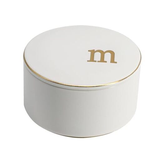 - Ceraic Jewelry Box, Elegant Ebossed Jewelry Holder, Trinket Organizer with m