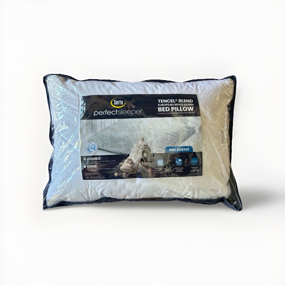 SERTA PERFECT SLEEPER TENCEL BLEND WHITE DOWN BED PILLOW SIDE SLEEPER PILLOW