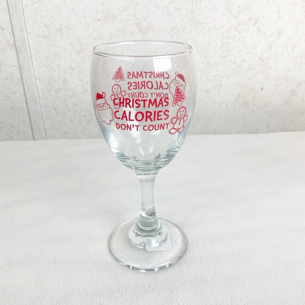 Cristar Christmas Calories Don’t Count Wine Glass 10 Oz Barware Holiday