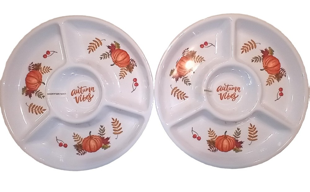 Seasonal Party Serving Chip Dip Tray 'Autumn Vibes' Fall Melamine-image