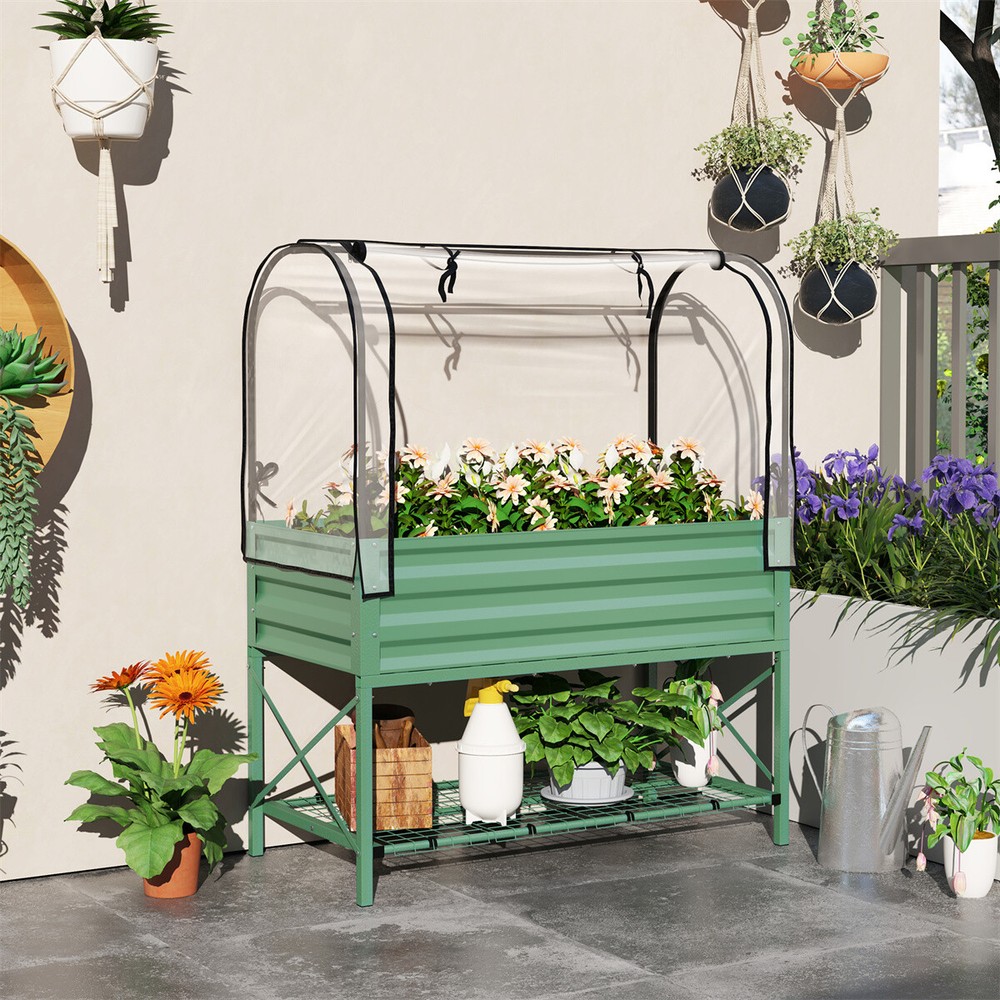Galvanized Metal Garden Bed Planter for Vegetables Herbs Flowers Outdoor Decor
