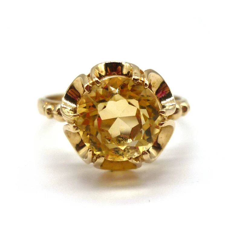 3Ct Round Simulated Citrine Gold Plated Engagement Ring