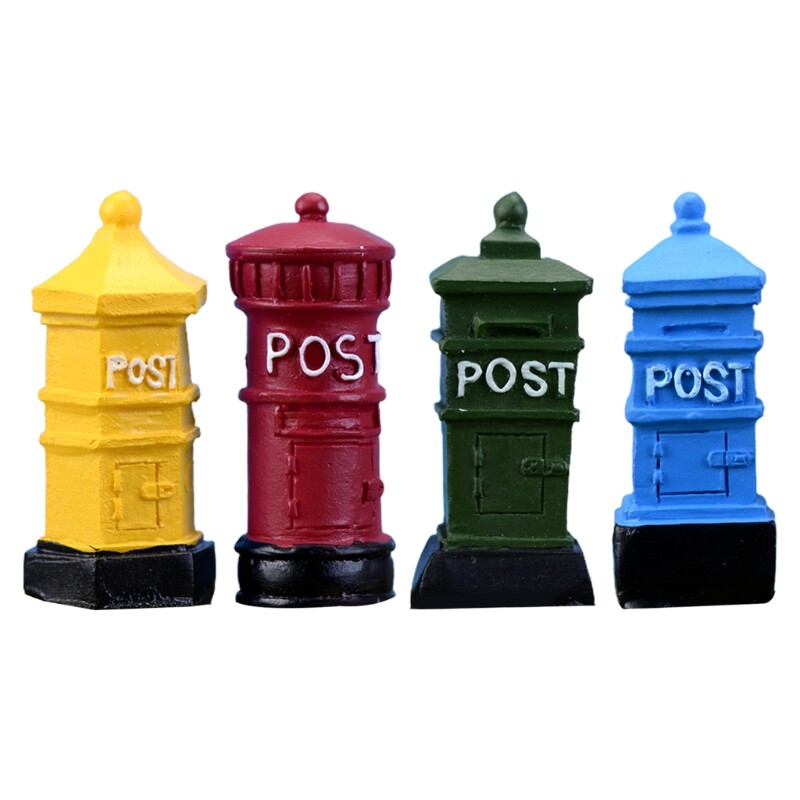 Nostalgic Postbox Landscape Desktop Ornament Resin Statue for Creative Sculpture