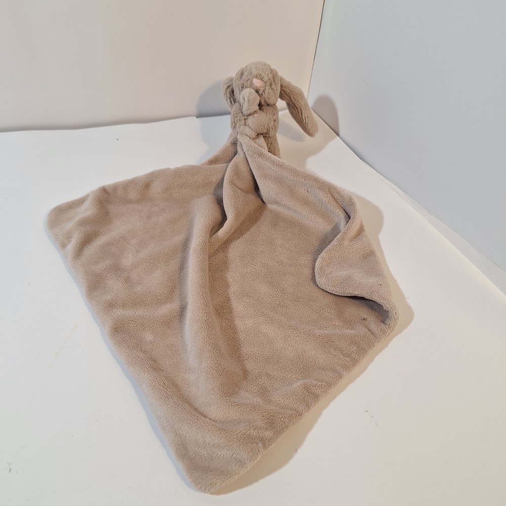 Jellycat Tan Bashful Bunny Plush Security Blanket Lovey  12”