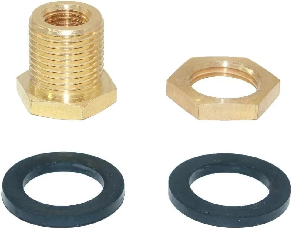 1/8 NPT Female to 3/8 Male Brass Bulkhead Tank Fitting