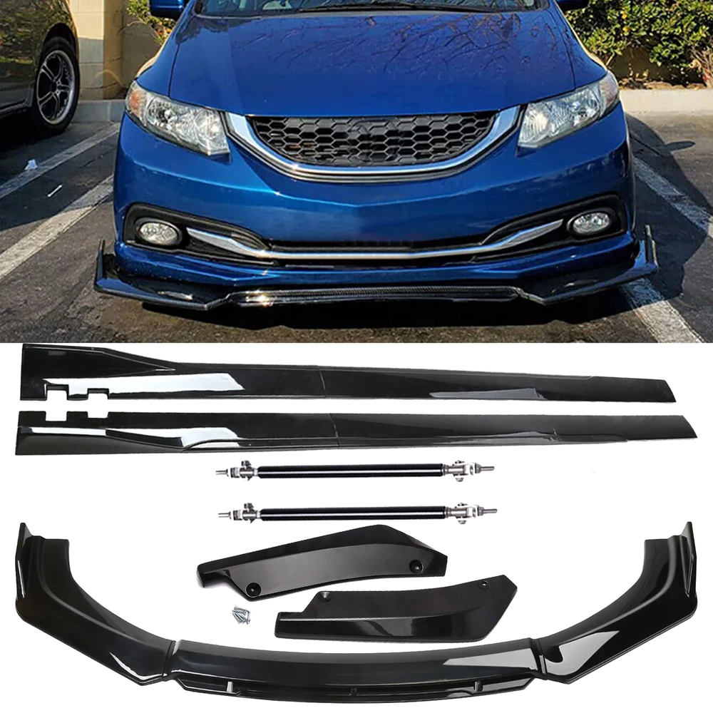 Front Bumper Lip Chin Spoiler Splitter Side Skirt Rear Rod For Mitsubishi E