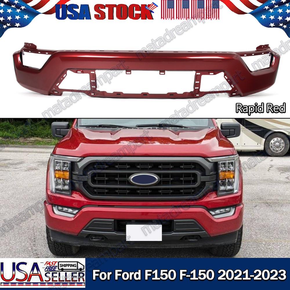 2021-2023 Ford F-150 Rapid Red Steel Bumper Face Bar w Fog Light Cutouts  