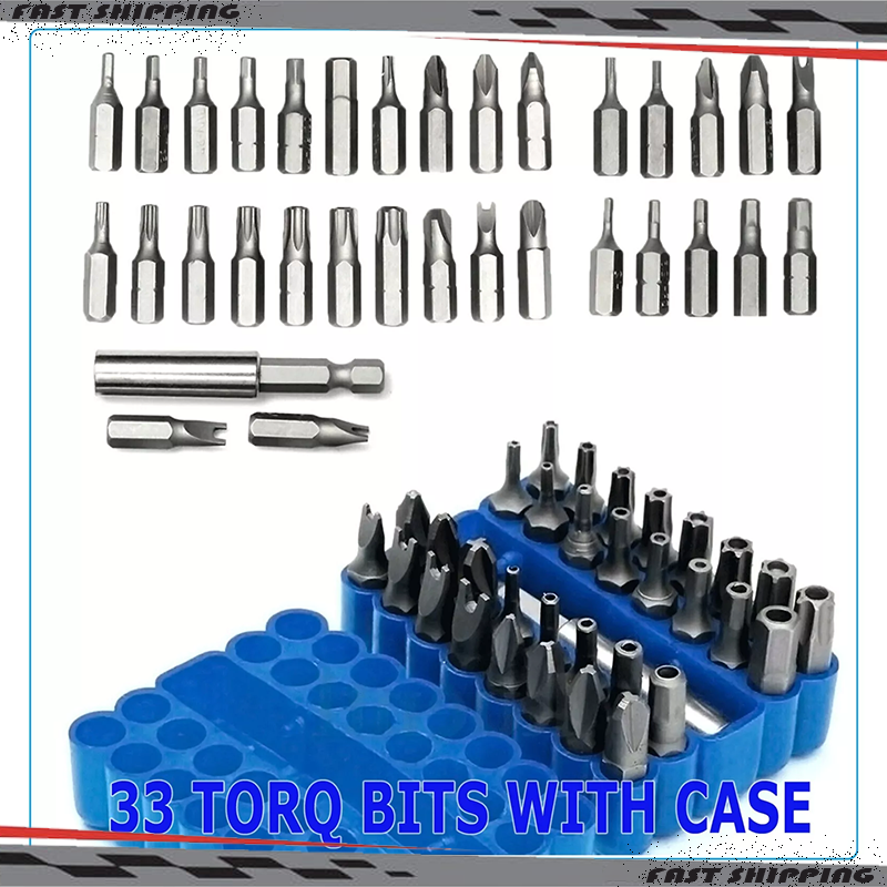33-Piece Hex Star Tri-Wing Torx Bit Set with Tamper-Proof Security Torq